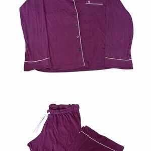 Victoria's Secret Deep Plum Pajama Set with Contrast Piping